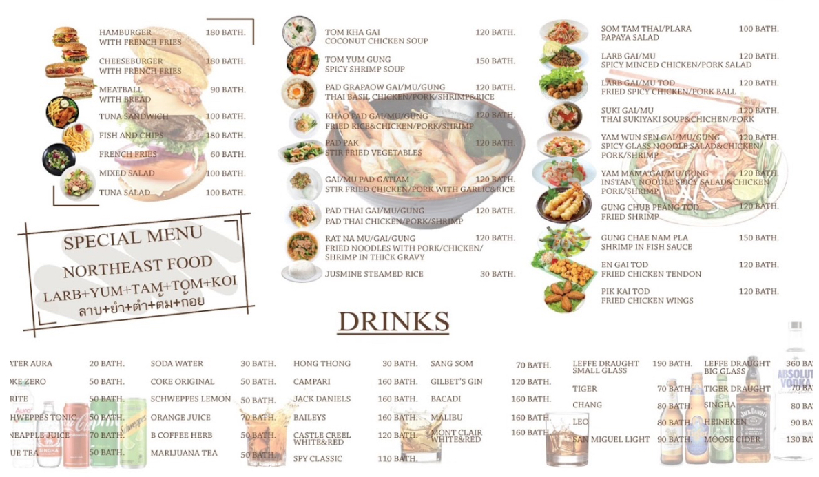 Dr. Ling's HangOut food and drinks menu